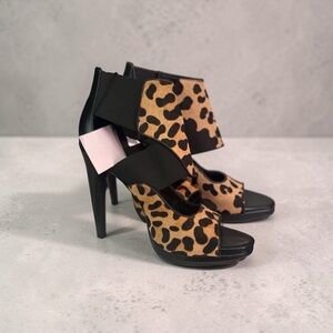 Calvin Klein Leopard Print Open-Toe High Heel Sandals - Women